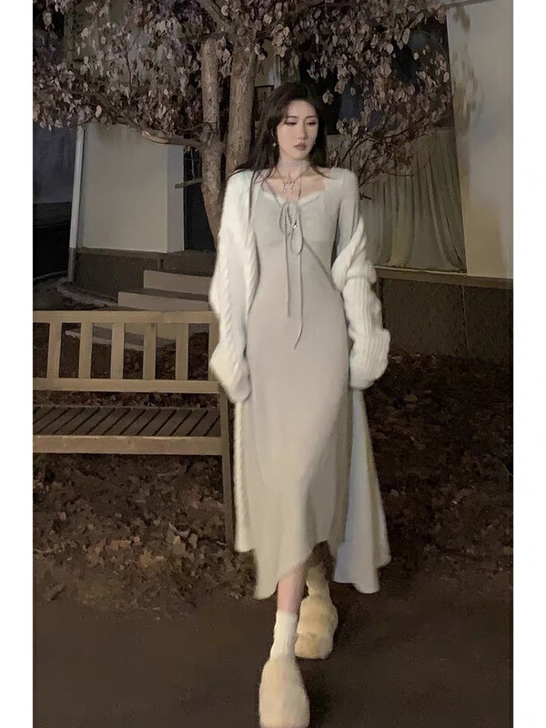 【L.L STUDIO】Waist knitted long dress 78340# PCZ