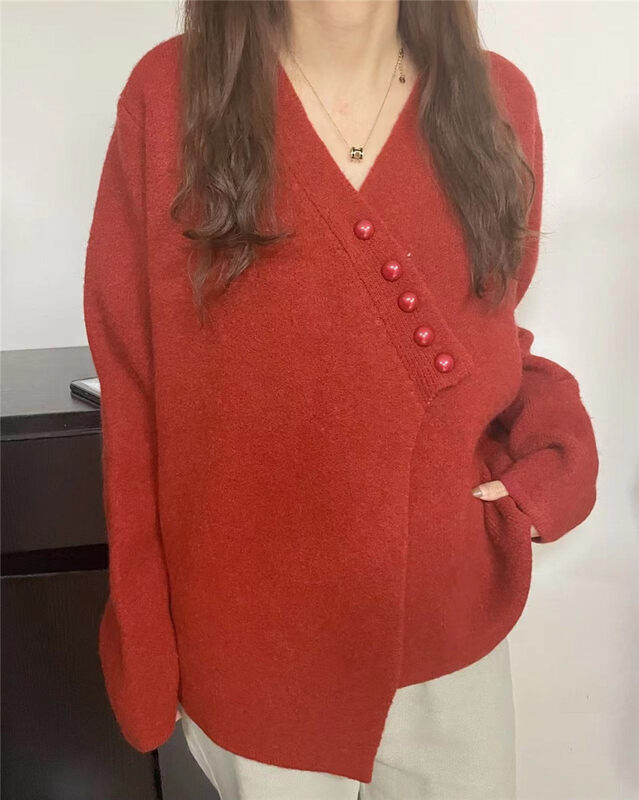【SUSAN】Simple and Fresh Diagonal Button Knit Cardigan 82627# LSW