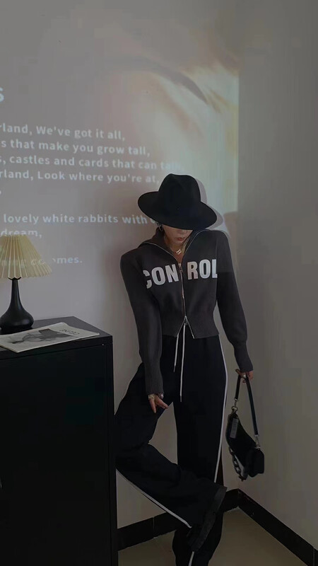 [Fan Fan] American Hot Girl Long Sleeve Zipper Knit Cardigan (Only Knit Cardigan) 0988# CL