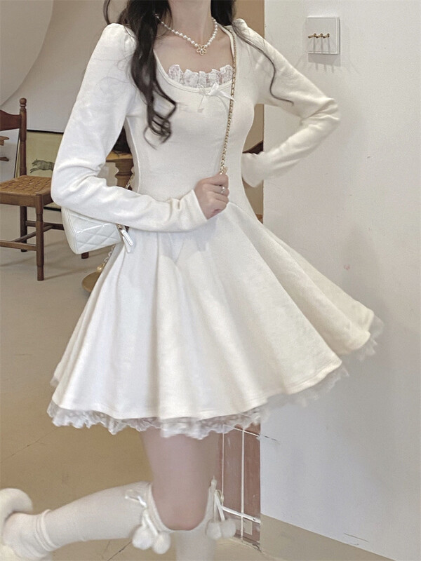 【L.L STUDIO】Gentle and slim square neck dress 78483# PCZ