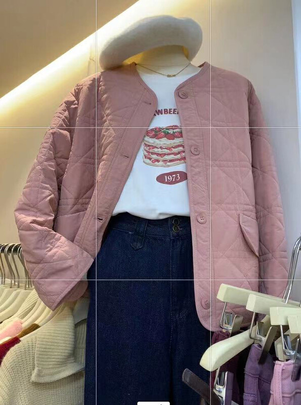 【SUSAN】Korean version of the simple round neck one-row thermal padded jacket 82088# LSW
