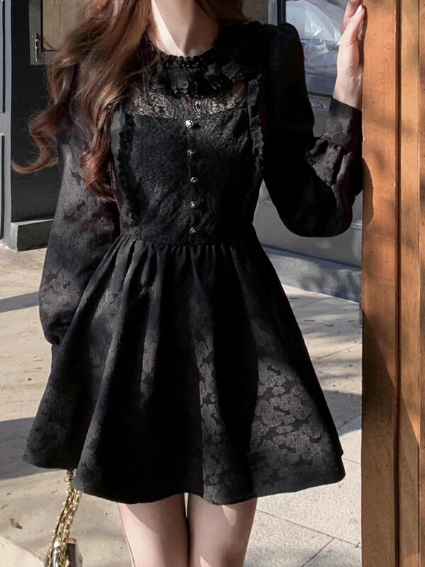 【L.L STUDIO】French retro romantic palace style lace embroidery dress 78496# PCZ