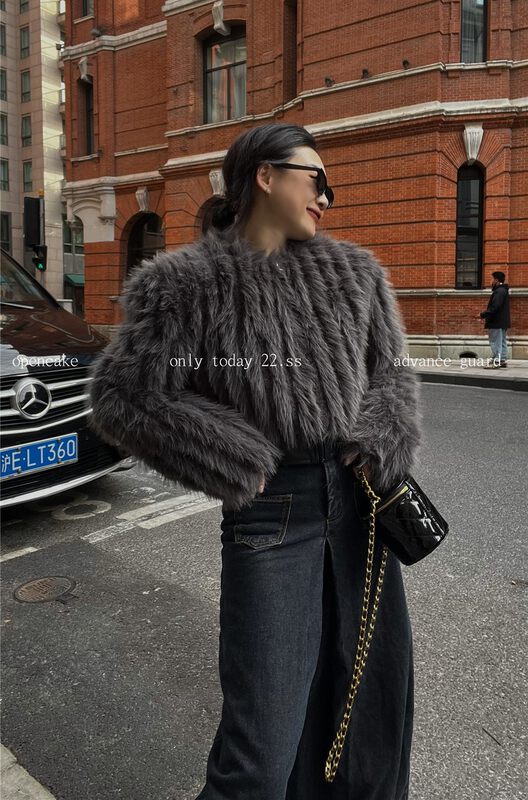 【OPEN】Simple zipper solid color fur coat 9110# OZQ