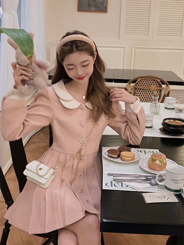 【L.L STUDIO】 French Doll Collar Pleated Dress 78456# PCZ