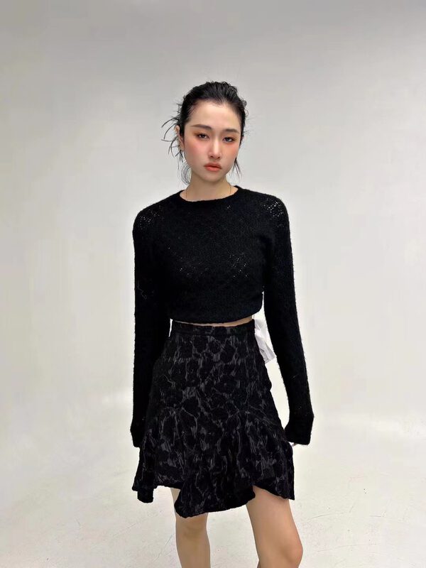 New in autumn! [D.TWO D2] Design jacquard irregular skirt 2329362# ZXL