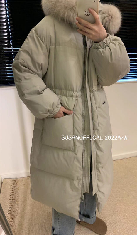 [SUSAN] Hooded Fur Collar Long Thick Warm Down Jacket (With Faux Fur Collar Detachable) 82362# LSW