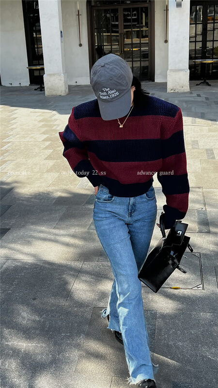 【OPEN】Casual Loose Striped Warm Sweater 7296# OZQ