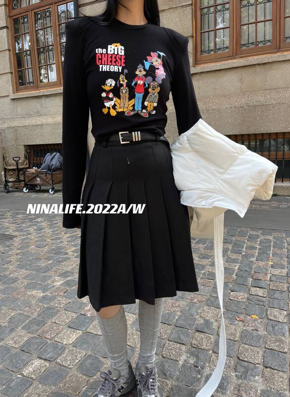 【NINA LIFE】High waist pleated slim skirt (with belt) 6512# ZXL