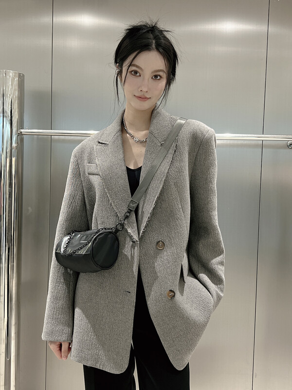 Autumn is new! [DS] temperament high-quality suit collar wool coat 23351D# JHY