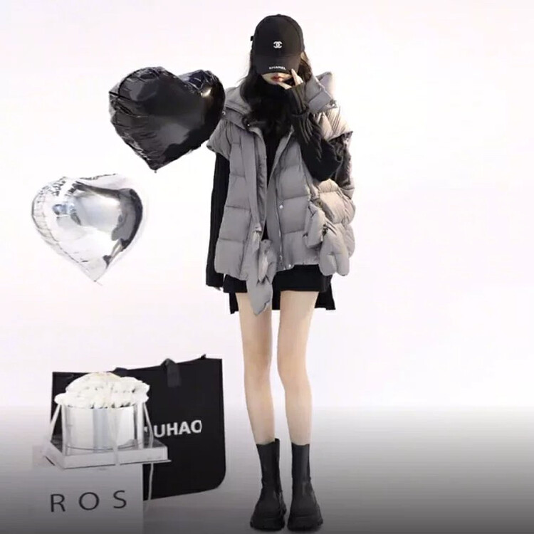 【L.L STUDIO】Commuter Loose Hooded Casual Temperament Vest (Removable Gloves) 78286# PCZ