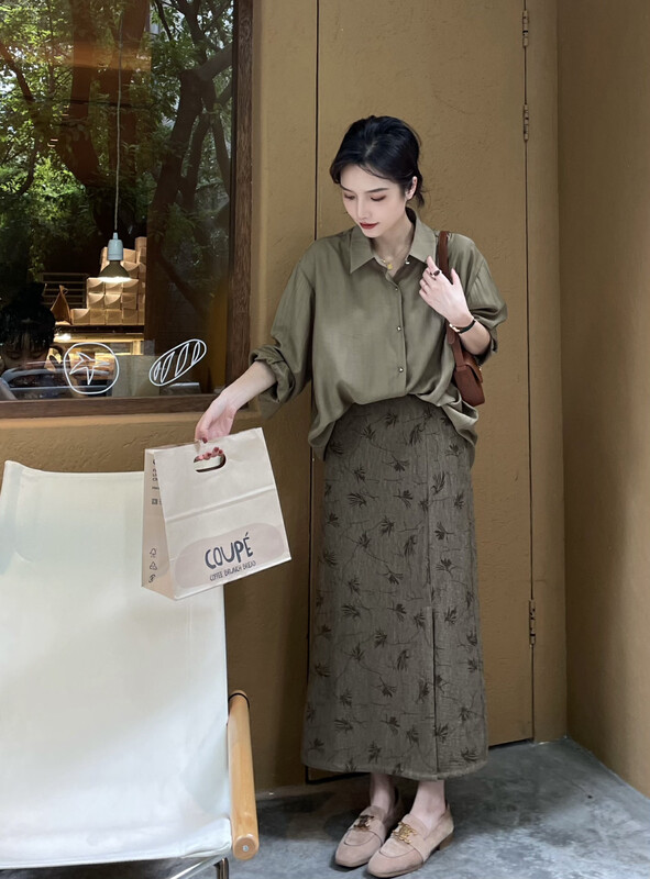 [Y.JIA Ijia] Retro Slim Slit Simple Versatile Skirt YS1-6206