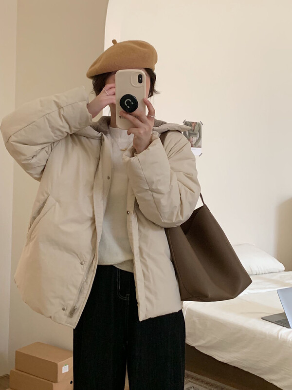 【LOVELY/SHMILY】Korean version of simple knitted hooded down jacket down jacket (with detachable hat) S2616