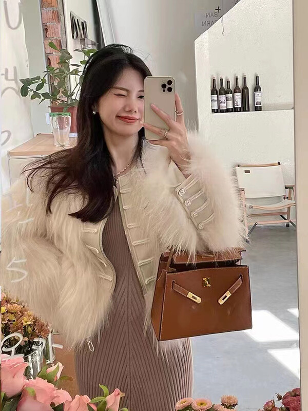 【DS】 Encrypted woven Korean style court style raccoon fur warm fur coat 99252D# JHY
