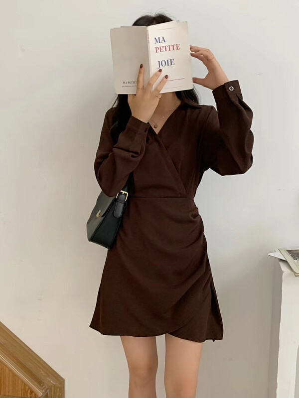 【VICTORY.2】Solid color slim waist dress V6096# WPL