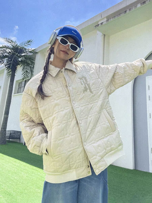 【LAB EEDA】 American retro towel embroidery design lapel loose warm cotton jacket M378# OZQ
