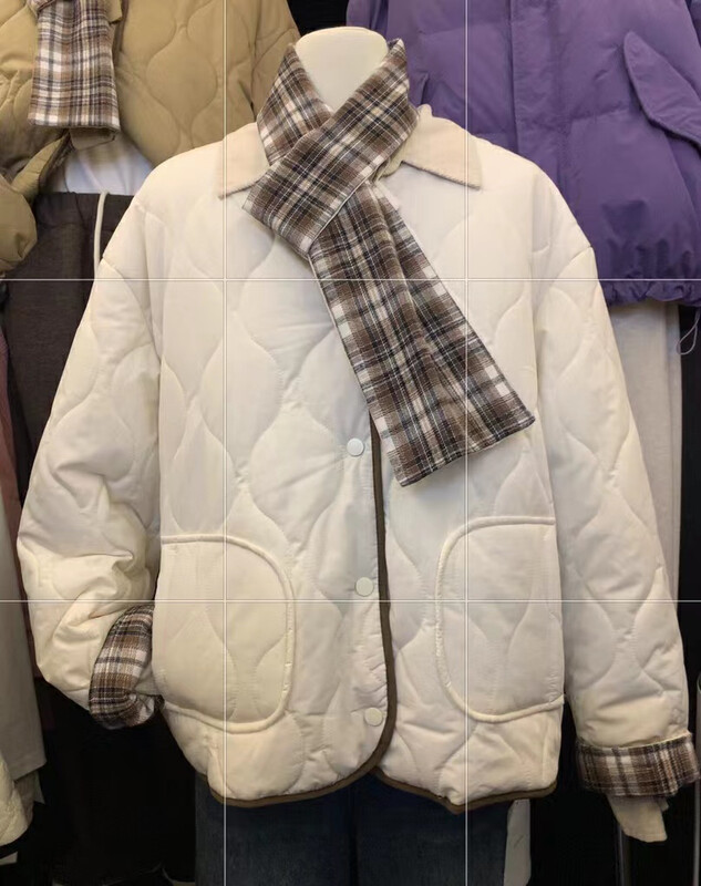 【SUSAN】Korean version of simple contrasting color warm padded jacket (with scarf) 83197# LSW