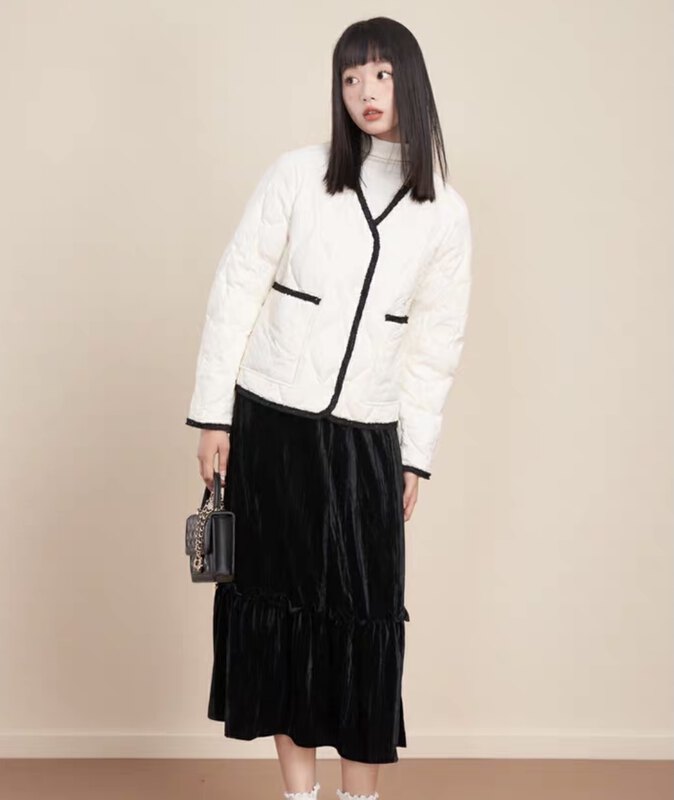 【SUSAN】Contrast color plus velvet one-row short coat YS1-5580# LSW