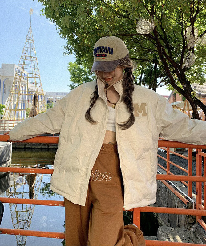 【LAB EEDA】American retro patch loose stand collar warm down jacket (including 90% white duck down) RY004# OZQ
