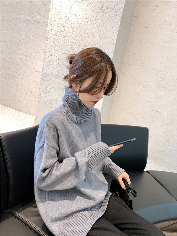 【Y.JIA】Casual simple loose all-match turtleneck sweater 869