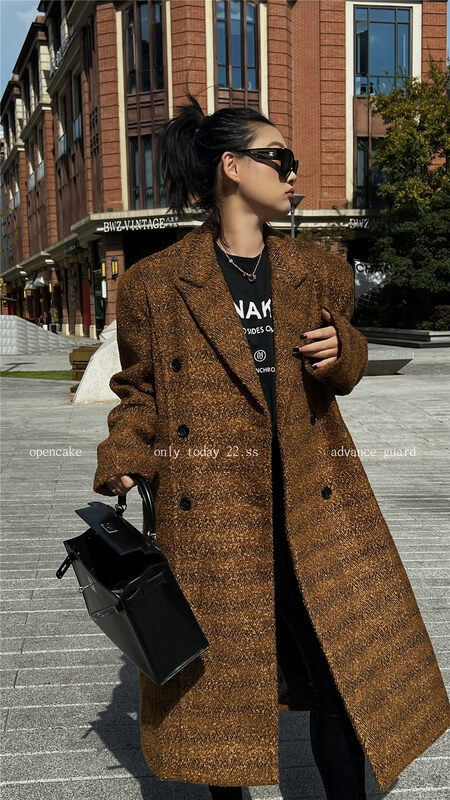 【OPEN】Korean double-breasted woolen coat 9026# OZQ