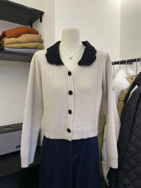 【SUSAN】Korean color contrast button knitted cardigan 82217# LSW