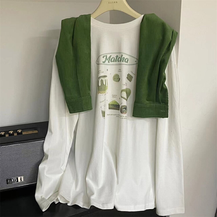 【SUSAN】Food Print Pullover Long Sleeve T-Shirt F82333# LSW
