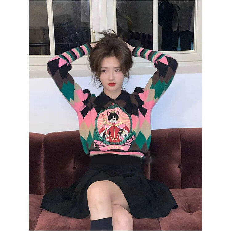 【L.L STUDIO】Sweet Cool Retro Embroidered Knit Sweater 78265# PCZ