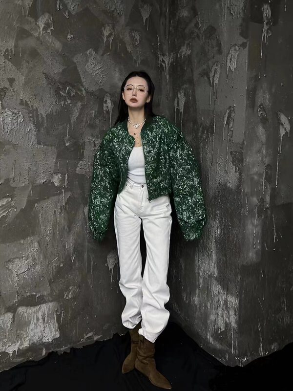 【D.TWO D2】Retro color baseball short jacket 2517091# ZXL