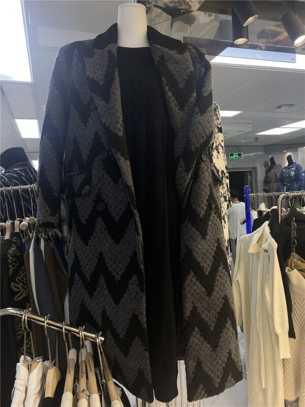 [Semi-plain] Suit collar temperament wave pattern thick coat (wool 30% / only sell coat) YS1-A895# ZJY