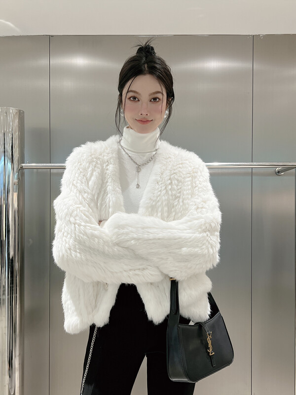 【DS】Faux wool pure handmade double-sided woven dolman sleeve warm fur coat 99246D# JHY