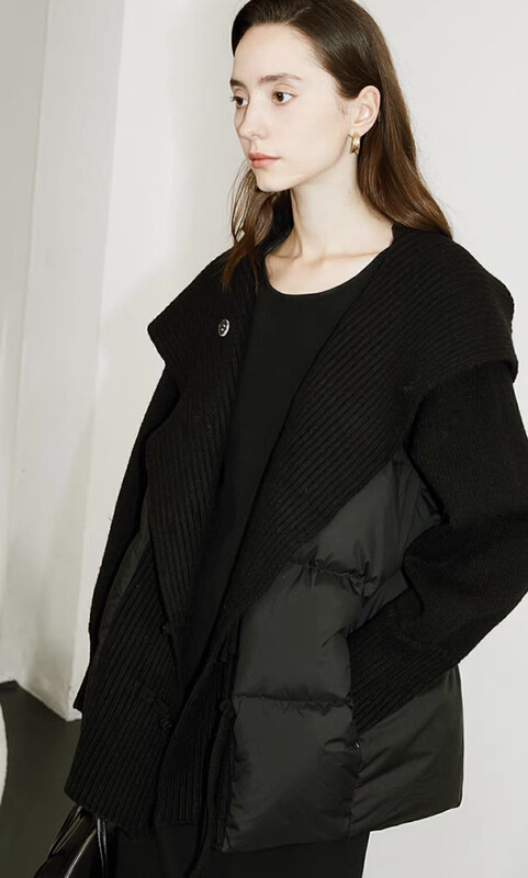 【DS】Wool stitching temperament flowing lapel warm down jacket (90% white duck down) 99313# JHY