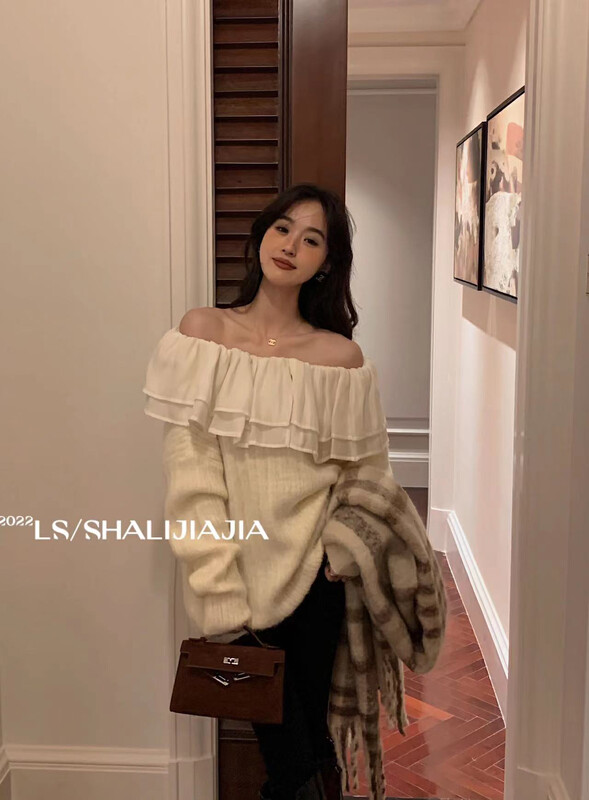 【LS】French Doll Collar Soft Waxy Sweater Dress 6300# JHY