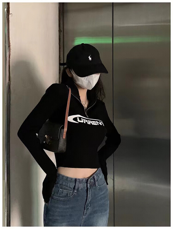 【Fan Fan】 Korean style half turtleneck letter knitted sweater 10101# CL
