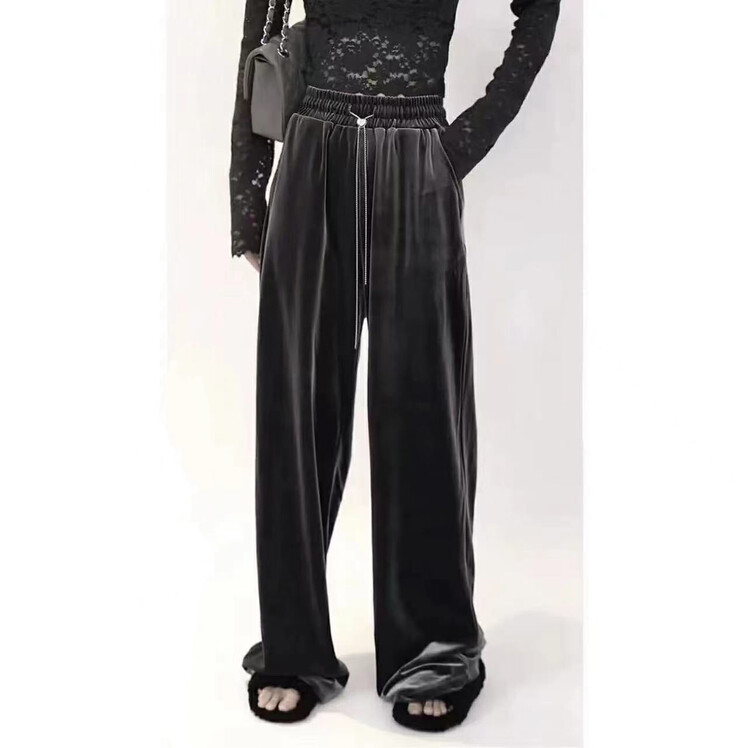 Autumn is new! [DS] Korean version of the high-waist pendant chain is thin and covers the crotch velvet wide-leg casual pants 28671D# JHY