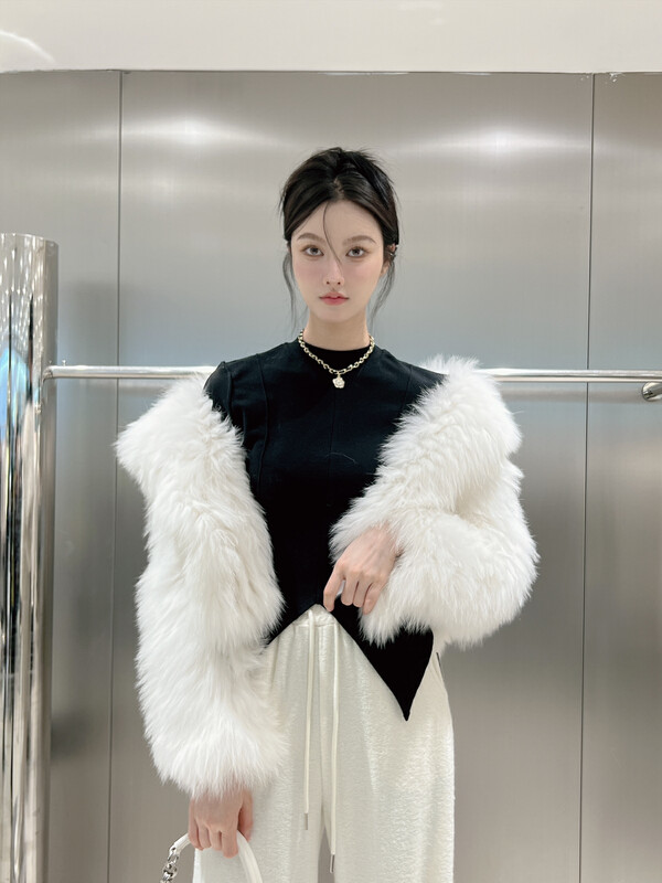【DS】Large lapel fashion all-match texture warm fur coat 99243D# JHY