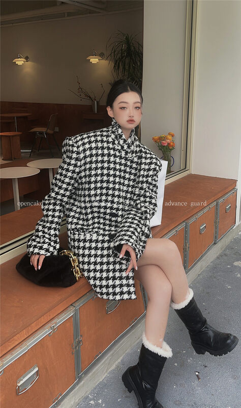 【OPEN】Fashionable all-match woolen plaid suit YS1-3906# OZQ