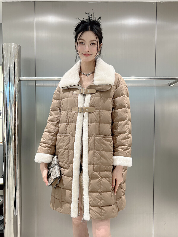 [DS] zipper comfortable color matching mid-length warm down jacket (including white duck down 85%) 99295D# JHY