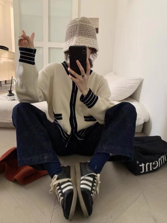 【SUSAN】Commuter color contrast button knitted cardigan 82851# LSW