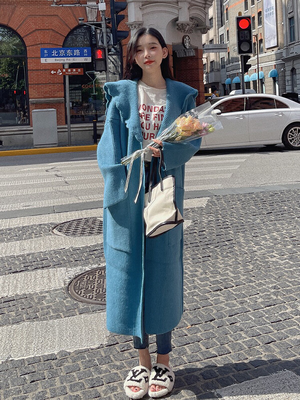 【L.L STUDIO】Korean Style Lazy Navy Collar Loose Knit Cardigan (with Waist Cord) 78394# PCZ