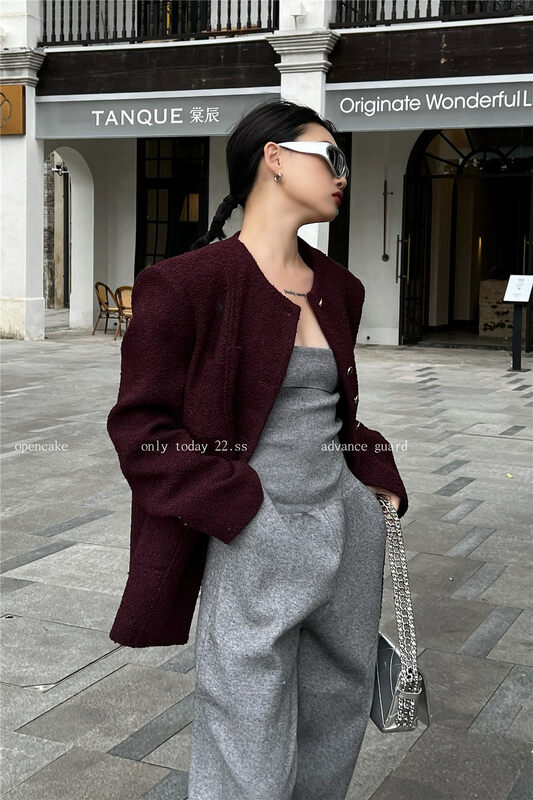 【OPEN】Temperament breasted woolen short coat 9058# OZQ