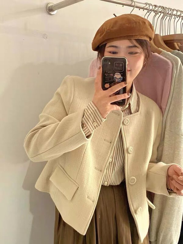 [SUSAN] Temperament Small Square Neck Breasted Short Jacket 82019# LSW