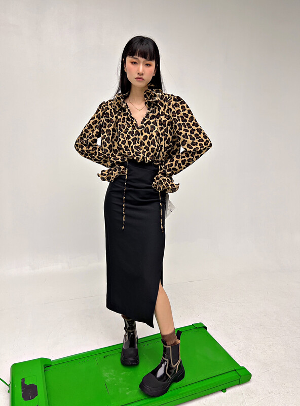 New in winter! [D.TWO D2] Korean fashion leopard print shirt 2521056# ZXL