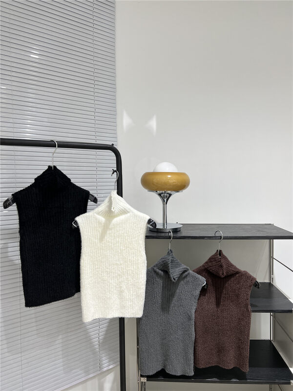 【NINA LIFE】High-neck simple knitted vest/sling YS1-1911# ZXL
