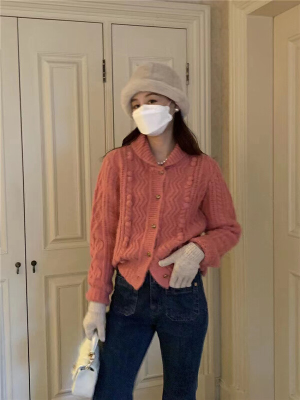 【LOVELY/SHMILY】Camellia lapel age-reducing pullover sweater M0967