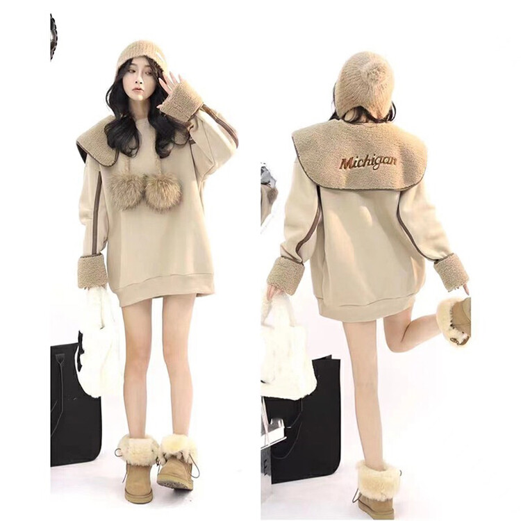 【L.L STUDIO】Korean style stitched fleece thick sweater 78435# PCZ