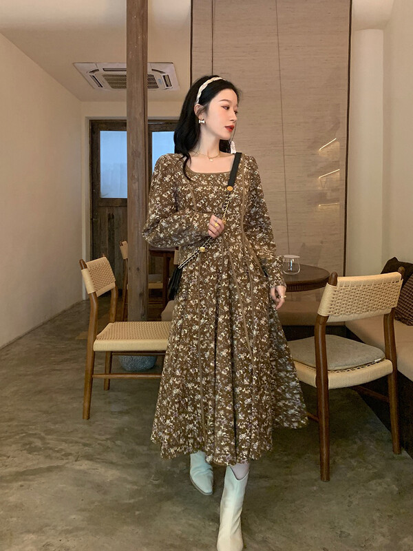 【L.L STUDIO】French retro floral high-end waist dress 78434# PCZ