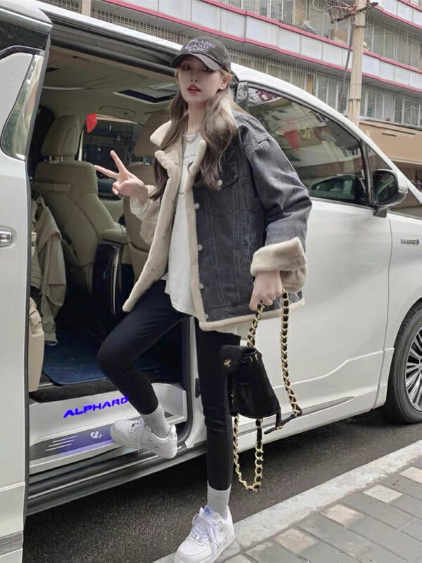 【L.L STUDIO】Thickened and fleece loose denim jacket 78312# PCZ
