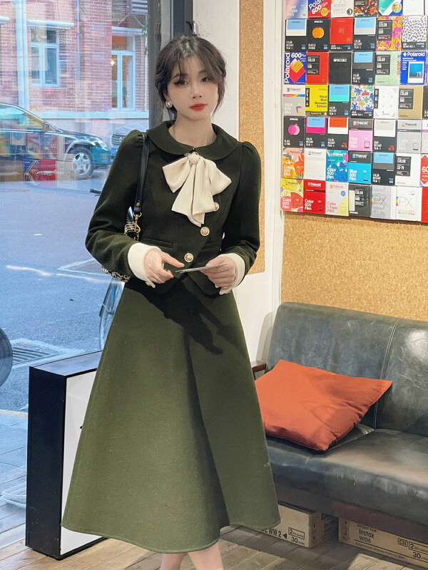 【L.L STUDIO】Fashion short coat + mid-length skirt two-piece suit (with bow tie) 78422# PCZ