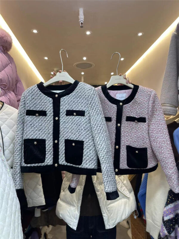 【SUSAN】Small fragrant wind warm cotton jacket with contrast color edge 85065# LSW