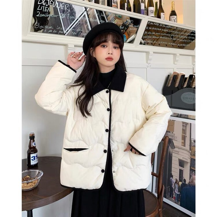 【SUSAN】Korean version of the lapels contrast color warm padded jacket 82327# LSW